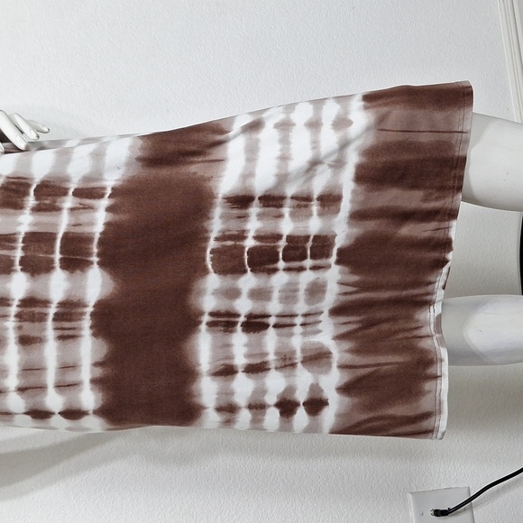 Relaxx Brown White Short Sleeve Bohemian Boho Hippie Tie Dye Midi Dress Size 2X - Picture 3 of 13